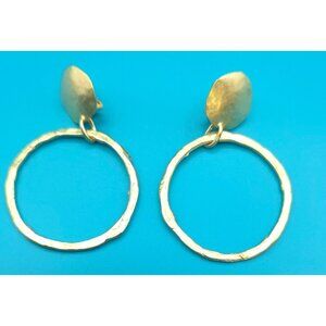 Hammered Gold-Tone Statement Hoop Clip-On Earrings 3.25 Inches